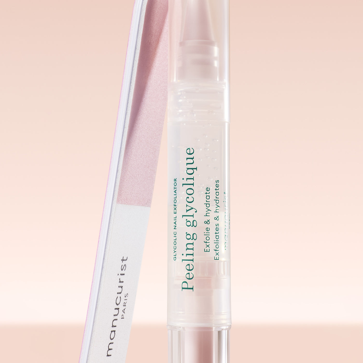 Manucurist Glossy Booster Duo - Glycolic Nail Exfoliator + Buffer 10ml