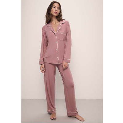 Eberjey Gisele TENCEL Modal Long Pyjama Set - Old Rose/Ivory 
