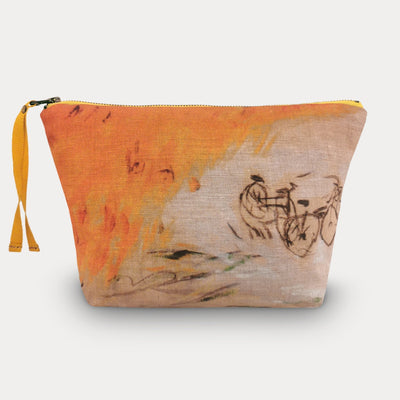 Maison Levy 100% Linen Toiletry Bag - À Bicyclette 30x18x10cm