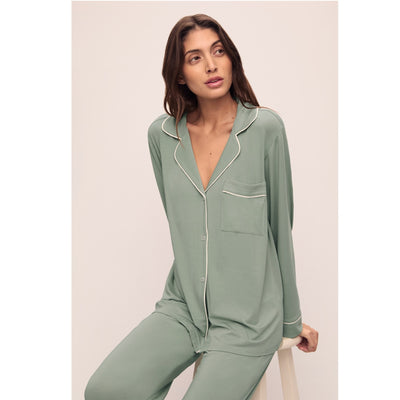 Eberjey Gisele TENCEL Modal Long Pyjama Set - Eucalyptus/Ivory