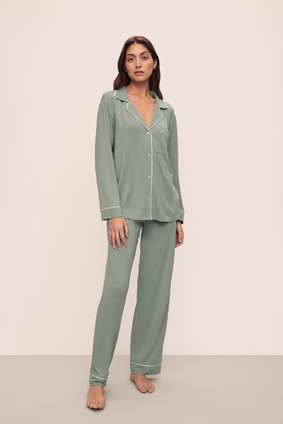 Eberjey Gisele TENCEL Modal Long Pyjama Set - Eucalyptus/Ivory