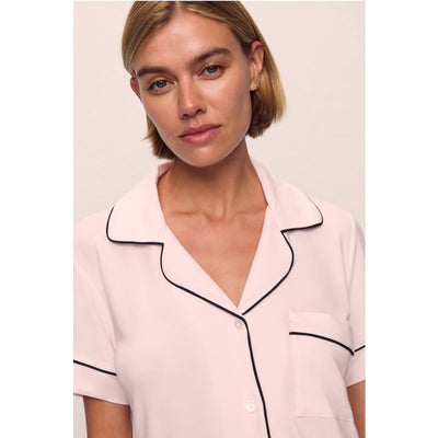 Eberjey Gisele Short Sleeved Relaxed Short PJ Set - Sorbet/Black