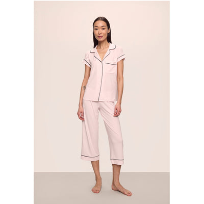 Eberjey Gisele TENCEL Modal S/S Cropped PJ Set - Sorbet Pink/Black