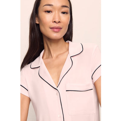 Eberjey Gisele TENCEL Modal S/S Cropped PJ Set - Sorbet Pink/Black