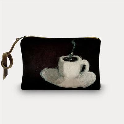 Maison Levy Velvet Printed Pouch - Café Crème 15 x 21cm