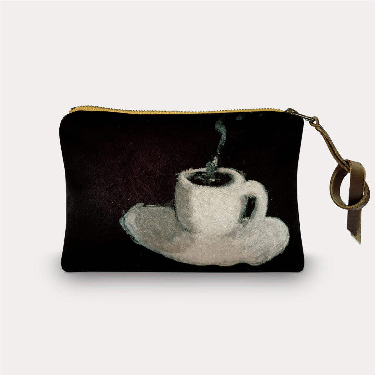 Maison Levy Velvet Printed Pouch - Café Crème 15 x 21cm