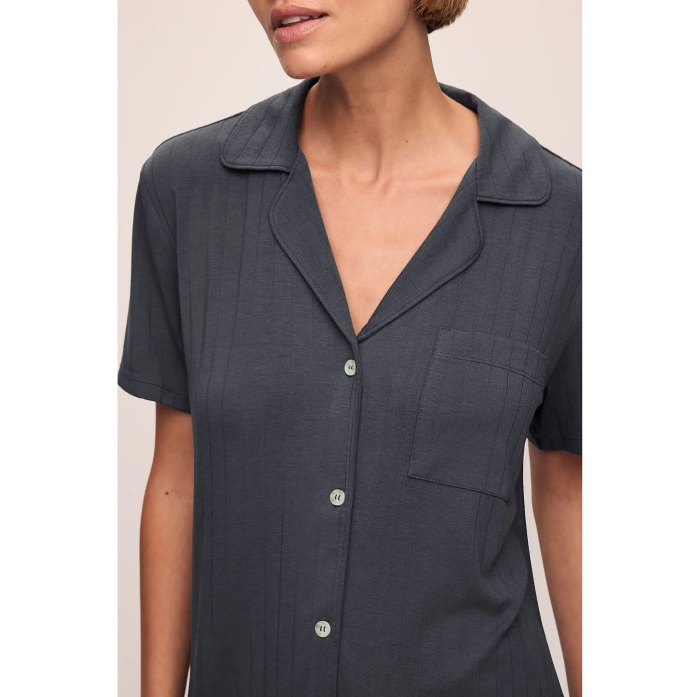 Gisele  Rib Boyfriend TENCEL™ Modal Relaxed Short PJ Set - Graphite