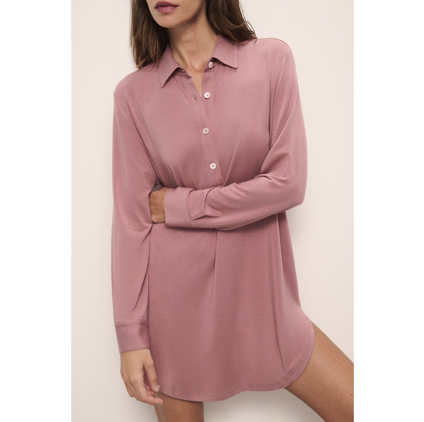 Eberjey Gisele TENCEL Modal Boyfriend Sleepshirt - Old Rose