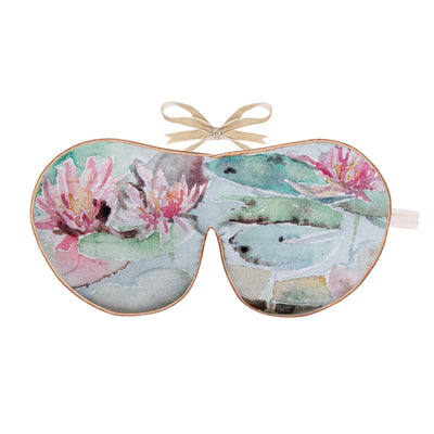 Anti-Age Mulberry Silk Eye Mask with Lavender & Velvet Ties - Water Lilies