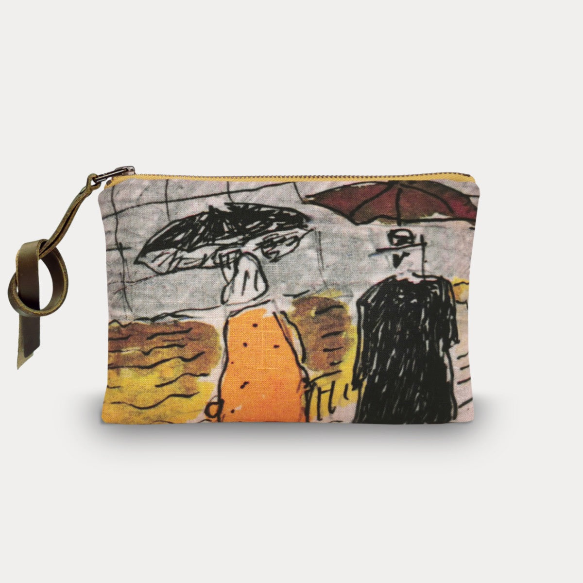 Maison Levy Velvet Printed Pouch - Umbrellas 15 x 21cm